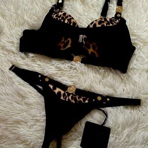 Honey Birdette 2 PC Donatella Leopard Set Bra 32E Thong S